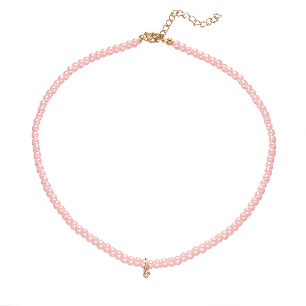 Bohemian Colorful Imitation Pearl Rice Bead Necklace for Women Girls Creative Shell Clavicle Chain Jewelry Accessories