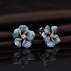 Bohemian Crystal Inlaid Earrings for Women Personality Blue Flower Rhinestone Earrings Accessories Party Jewelry