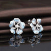 Bohemian Crystal Inlaid Earrings for Women Personality Blue Flower Rhinestone Earrings Accessories Party Jewelry