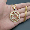 Bohemian Crystal Inlaid Round Hexagonal Pendant Necklace For Men Hexagonal Austrian Rhinestone Hanging Necklace Accessories