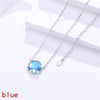 Bohemian Round Crystal Inlaid Pendant Blue Rhinestone Aurora Stone Opal Pendant Necklace Clavicle Chain Jewellery For Women