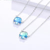 Bohemian Round Crystal Inlaid Pendant Blue Rhinestone Aurora Stone Opal Pendant Necklace Clavicle Chain Jewellery For Women