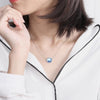 Bohemian Round Crystal Inlaid Pendant Blue Rhinestone Aurora Stone Opal Pendant Necklace Clavicle Chain Jewellery For Women
