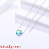 Bohemian Round Crystal Inlaid Pendant Blue Rhinestone Aurora Stone Opal Pendant Necklace Clavicle Chain Jewellery For Women