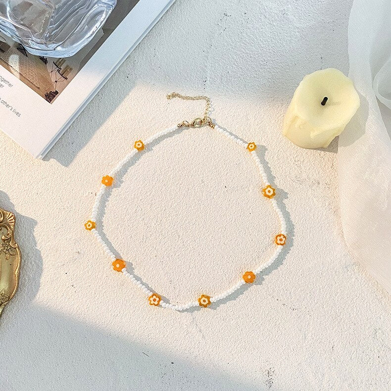 Bohemian Smiley Beads Short Collar Necklace Handmade Diy Colorful Choker For Women Statement Boho Jewelry