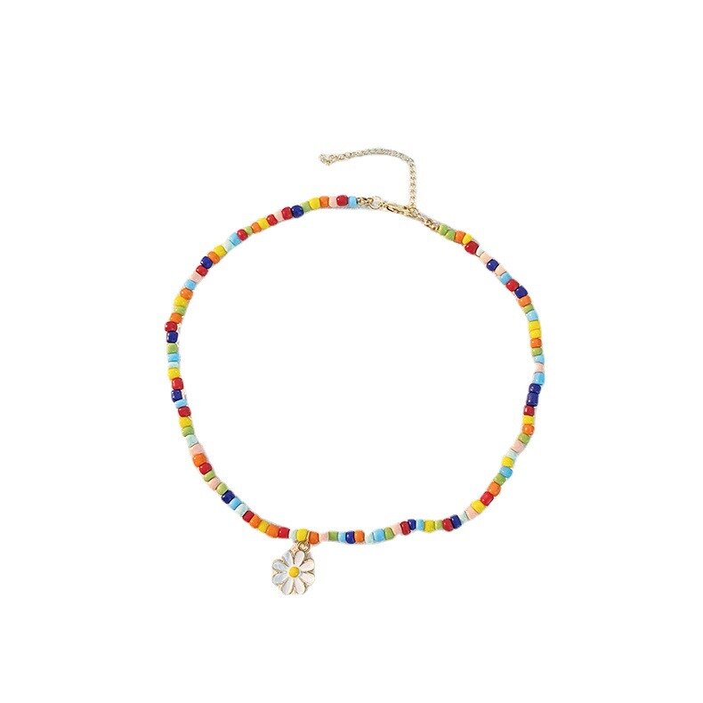 Bohemian Smiley Beads Short Collar Necklace Handmade Diy Colorful Choker For Women Statement Boho Jewelry