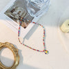 Bohemian Smiley Beads Short Collar Necklace Handmade Diy Colorful Choker For Women Statement Boho Jewelry