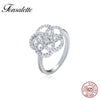New Brand 925 Sterling Silver Trendy Hollow Camellia Flower Ring Fine Jewelry Female Rose Gold Ring Wholesale ZK40