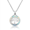 New Brand Design Women's White Blue Fire Opal Necklaces Pendants 925 Sterling Silver Necklace Fashion Fine Jewelry 18 Inch Chain
