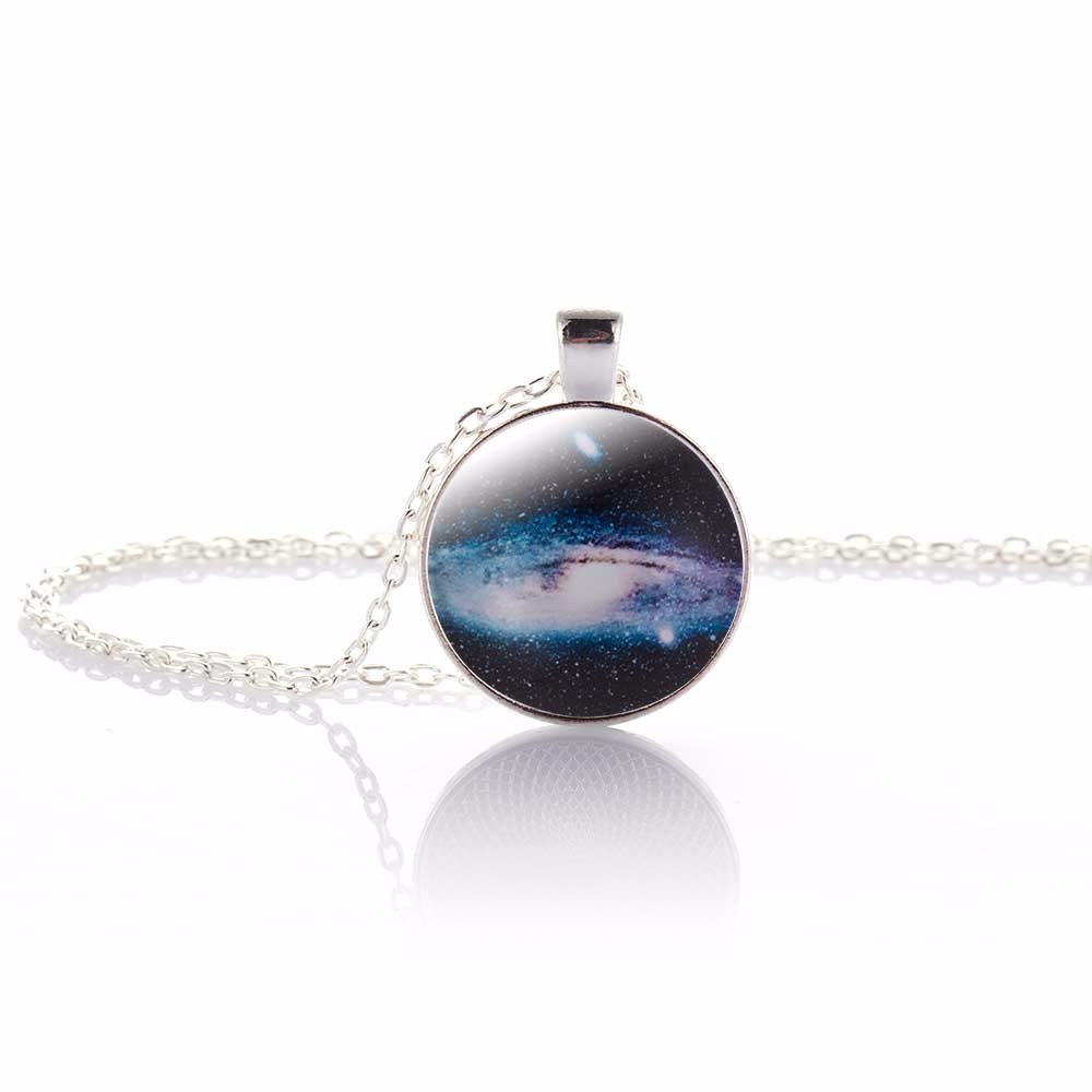 New Brand Jewelry 10 Style Charming Nebula galaxy space Glass Cabochon Silver Plated Long Pendant Necklace for Women Gift