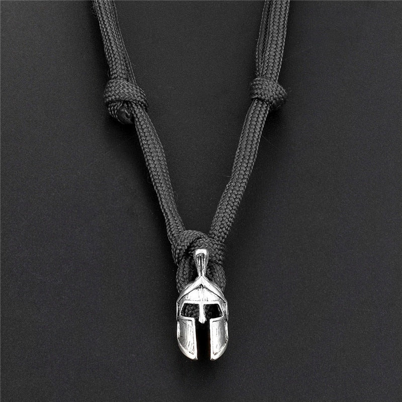 Brave Outdoor Survival Necklace Men's Spartan Helmet Umbrella Rope Necklace Pulseira Masculina Skull Nylon Necklace Collar