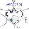 Broken Heart Blue/sky blue/Red Rhinestones Pendant Necklace Friends Forever 3 pcs Splicing Necklace Friendship Gifts