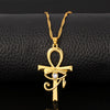 CZ Eye of Horus Egypt Charm Pendant Ankh Cross Religious Necklace for Women Choker Necklaces Jewelry Gold Color