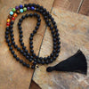 Chakras 108 Beads Mala Matte Onyx 7 Color Stones Reiki Charm Tassel Necklace Bead Knotted Meditation Yoga Necklace Dropship