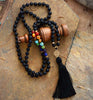 Chakras 108 Beads Mala Matte Onyx 7 Color Stones Reiki Charm Tassel Necklace Bead Knotted Meditation Yoga Necklace Dropship