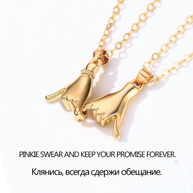 Charm Couple Necklace For Lover Pinky Swear Promise Pendant Chain Necklace Wedding Anniversary Jewelry Gift