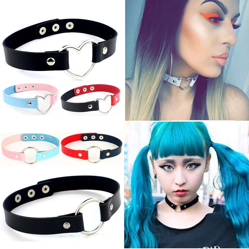 Charm Female Choker with Leg Punk Style Stainless Steel Heart Chokers Necklaces Hiphop Jewelry for Women Men Maxi Colar