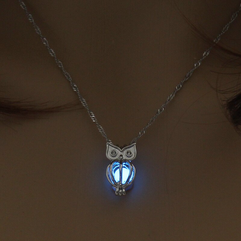 Charm Glowing Owl Pendant Necklace Cute Luminous Jewelry Choker 3 Colors Christmas Gift For Women Necklace