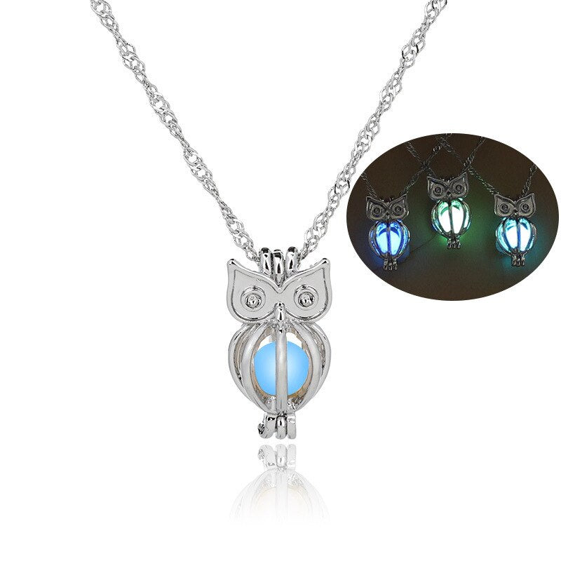 Charm Glowing Owl Pendant Necklace Cute Luminous Jewelry Choker 3 Colors Christmas Gift For Women Necklace