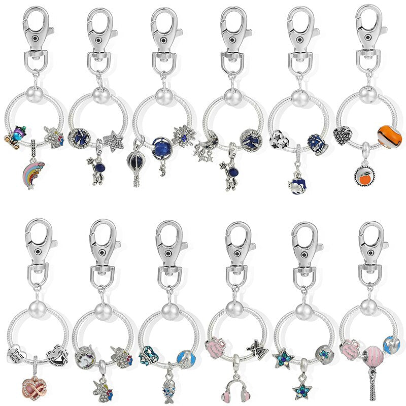 Charm Keychains For Women Handbag Car Keyfobs Brand Keyrings Pendant Charm Beads Accessories DIY Jewelry Gifts