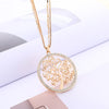 Charm Tree Of Life Necklace For Women Gold Color Double Chain Crystal Heart Pendant Long Necklace Female Jewelry Statement