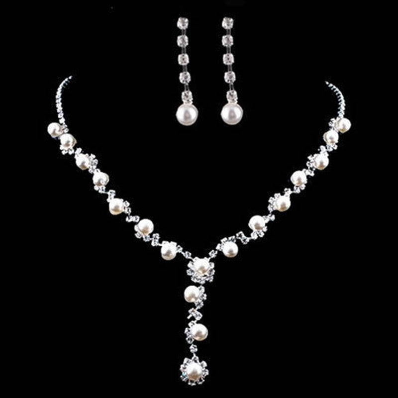 New-Charm-Wedding-Bridal-Prom-Rhinestone-Crystal-Necklace-Earring-Plated-Jewelry-Set