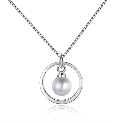 New Charms 13x13MM Women's Pearl Necklace 925 Sterling Silver Jewelry Pendant Necklaces Fashion Anniversary Birthd Gifts 2.5g