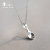 New Chinese Style Simple 925 Sterling Silver Jewelry Cute Little Spoon Hollow Love Collier Collares Necklaces & Pendants