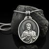 Christian Jesus Sacred Heart Pendant Gift Chain Necklace Catholic Retro Men's Religious Pendant Necklace