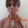 New Chunky 3Layer Red Coral Beads Costume Necklace Traditional Nigerian Wedding African Coral Beads Jewelry Set HD8876