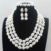 New Chunky 3Layer Red Coral Beads Costume Necklace Traditional Nigerian Wedding African Coral Beads Jewelry Set HD8876