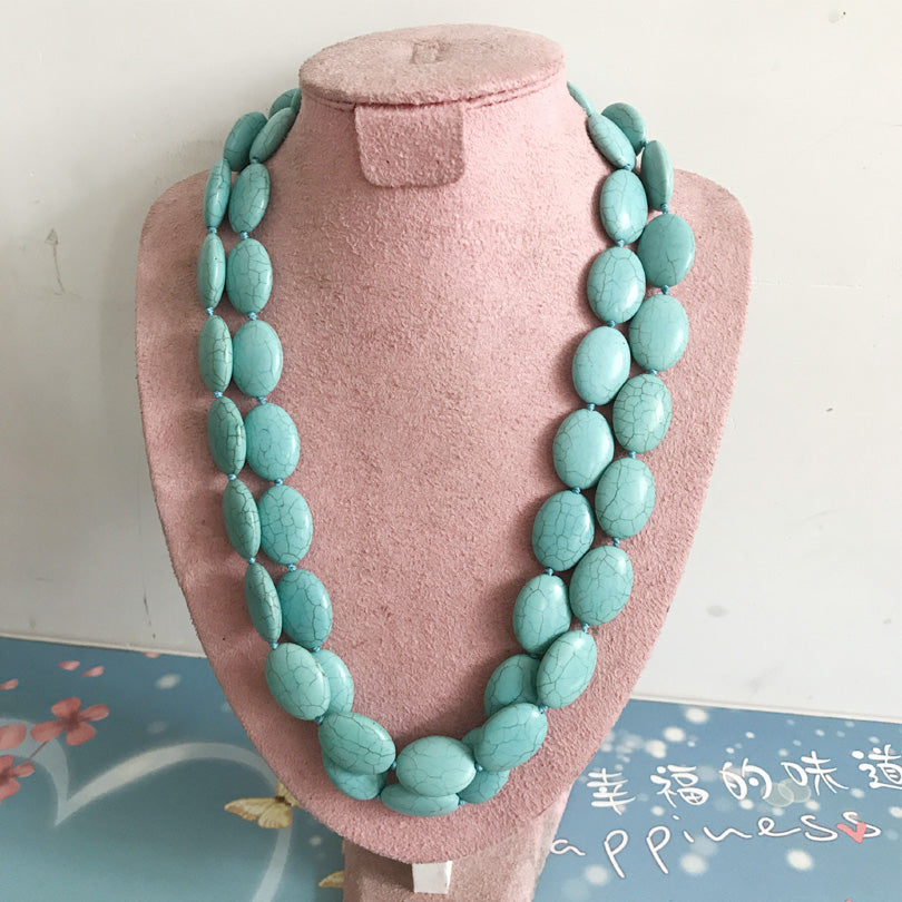 New Chunky Statement Double Strands Necklace Collar Necklace Statement Necklace 2 Layered Necklace Two Layered Stone Jewelry