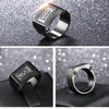 Classic Bohemian Black Crystal Inlaid Ring Men's Geometric Ring Metal Ring Accessories Party Jewelry