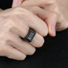 Classic Bohemian Black Crystal Inlaid Ring Men's Geometric Ring Metal Ring Accessories Party Jewelry