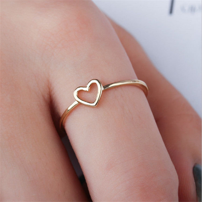 New Classic Gold Silver Color Hollow Heart Ring Love Wedding Bands Ring for Women Clear Fashion 925 Jewelry Gift Party Rings