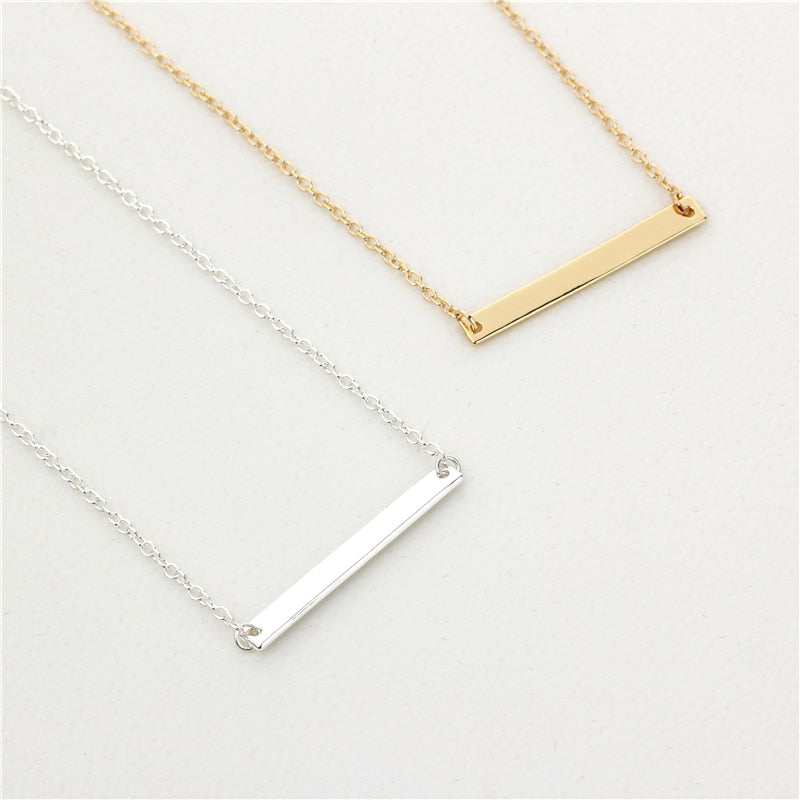 New Classic Simple Bar Necklace Jewelry Gold/Silver Bar Pendant Necklace For Women Easy To Match Everyday Wear Jewelry
