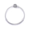 New Clear CZ Clasp Snake Chain Bracelet 100% 925 Sterling Silver Fit pan Women Bead Charm DIY Jewelry