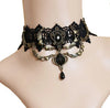 Collares Sexy Gothic Chokers Crystal Black Lace Neck Angel Wings Heart Vintage Victorian Women Chocker Steampunk Jewelry