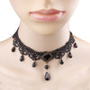 Collares Sexy Gothic Chokers Crystal Black Lace Neck Choker Necklace Vintage Victorian Women Chocker Steampunk Jewelry
