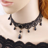 Collares Sexy Gothic Chokers Crystal Black Lace Neck Choker Necklace Vintage Victorian Women Chocker Steampunk Jewelry