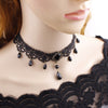 Collares Sexy Gothic Chokers Crystal Black Lace Neck Choker Necklace Vintage Victorian Women Chocker Steampunk Jewelry