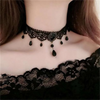 Collares Sexy Gothic Chokers Crystal Black Lace Neck Choker Necklace Vintage Victorian Women Steampunk Jewelry