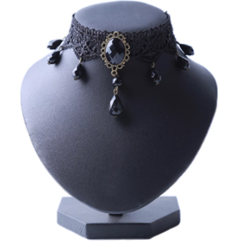 Collares Sexy Gothic Chokers Crystal Black Lace Neck Choker Necklace Vintage Victorian Women Steampunk Jewelry