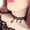 Collares Sexy Gothic Chokers Crystal Black Lace Neck Choker Necklace Vintage Victorian Women Steampunk Jewelry