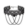 Collares Sexy Punk Chokers Crystal Black Lace Neck Choker Necklace Retro Women's  Halloween Jewelry Collar Necklace Parts