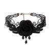 Collares Sexy Punk Chokers Crystal Black Lace Neck Choker Necklace Retro Women's  Halloween Jewelry Collar Necklace Parts