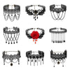 Collares Sexy Punk Chokers Crystal Black Lace Neck Choker Necklace Retro Women's  Halloween Jewelry Collar Necklace Parts