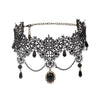 Collares Sexy Punk Chokers Crystal Black Lace Neck Choker Necklace Retro Women's  Halloween Jewelry Collar Necklace Parts