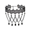 Collares Sexy Punk Chokers Crystal Black Lace Neck Choker Necklace Retro Women's  Halloween Jewelry Collar Necklace Parts