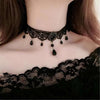 Collares Sexy Punk Chokers Crystal Black Lace Neck Choker Necklace Retro Women's  Halloween Jewelry Collar Necklace Parts